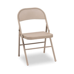 Alera® All Steel Folding Chair, Supports Up to 300 lb, 16.5" Seat Height, Tan Seat, Tan Back, Tan Base, 4/Carton