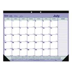 Blueline® Academic Monthly Desk Pad Calendar, 21.25 x 16, White/Blue/Green, Black Binding/Corners,13-Month (July-July): 2021-2022