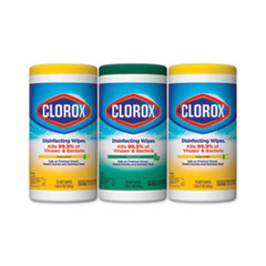 Clorox® Disinfecting Wipes, 7 x 8, Fresh Scent/Citrus Blend, 75/Canister, 3/Pk
