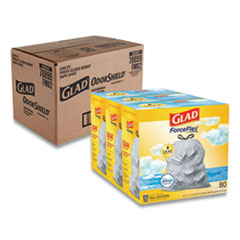 Glad® OdorShield Tall Kitchen Drawstring Bags, 13 gal, 0.72 mil, 24" x 27.38", White, 240/Carton