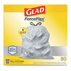 GLAD Tall Quick-Tie Trash Bags, 13 Gallon White Trash Bags for Tall Kitchen  Trash Can, 80 Count - Packaging May Vary
