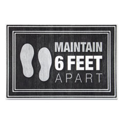 Apache Mills® Message Floor Mats, 24 x 36, Charcoal, "Maintain 6 Feet Apart"