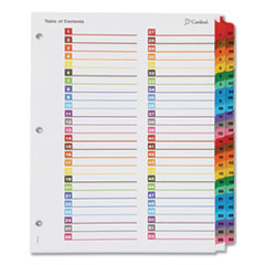 Cardinal® OneStep Printable Table of Contents and Dividers - Double Column, 52-Tab, 1 to 52, 11 x 8.5, White, 1 Set
