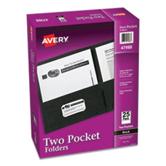 Avery® Two-Pocket Folder, 40-Sheet Capacity, 11 x 8.5, Black, 25/Box