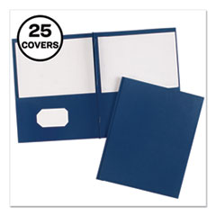 Avery® Two-Pocket Folder, Prong Fastener, 0.5" Capacity, 11 x 8.5, Dark Blue, 25/Box