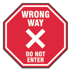 Accuform® Slip-Gard Social Distance Floor Signs, 12 x 12, "Wrong Way Do Not Enter", Red, 25/Pack