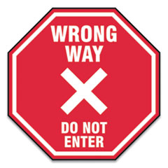 Accuform® Slip-Gard Social Distance Floor Signs, 17 x 17, "Wrong Way Do Not Enter", Red, 25/Pack