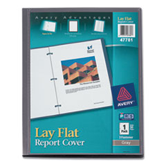 Avery® Lay Flat View Report Cover, Flexible Fastener, 0.5" Capacity, 8.5 x 11, Clear/Gray