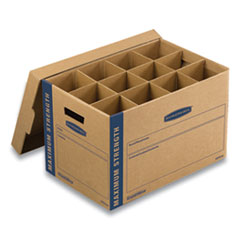 Bankers Box® SmoothMove Kitchen Moving Kit, Medium, Half Slotted Container (HSC), 18.5" x 12.25" x 12", Brown Kraft/Blue