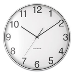 Union & Scale™ Essentials Classic Round Wall Clock, 12" Overall Diameter, Silver Case, 1 AA (sold separately)