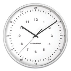 Union & Scale™ Essentials 12/24 Atomic Round Wall Clock, 12" Overall Diameter, Gray Case, 1 AA (Sold Separately)