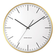 Union & Scale™ MidMod Round Wall Clock, 12" Overall Diameter, Gold Case, 1 AA (Sold Separately)