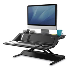Fellowes® Lotus DX Sit-Stand Workstation, 32.75" x 24.25" x 5.5" to 22.5", Black