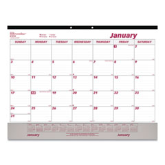 Brownline® Monthly Desk Pad Calendar, 22 x 17, White/Burgundy Sheets, Black Binding, Clear Corners, 12-Month (Jan to Dec): 2022