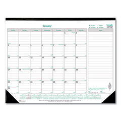 Brownline® EcoLogix Monthly Desk Pad Calendar, 22 x 17, White/Green Sheets, Black Binding/Corners, 12-Month (Jan to Dec): 2023