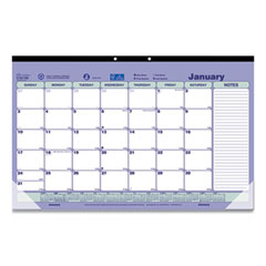 Brownline® Monthly Desk Pad Calendar, 17.75 x 10.88, White/Blue/Green Sheets, Black Binding, Clear Corners, 12-Month (Jan to Dec): 2022