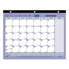 Brownline® Monthly Desk Pad Calendar, 11 x 8.5, White/Blue/Green Sheets, Black Binding, 12-Month (Jan to Dec): 2024