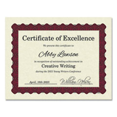 Great Papers!® Metallic Border Certificates, 11 x 8.5, Ivory/Red with Red Border, 100/Pack