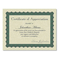 Great Papers!® Metallic Border Certificates, 11 x 8.5, Ivory/Green with Green Border, 100/Pack