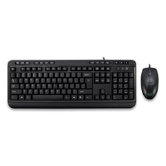 Adesso AKB-132CB Antimicrobial Multimedia Desktop Keyboard and Mouse, USB, Black