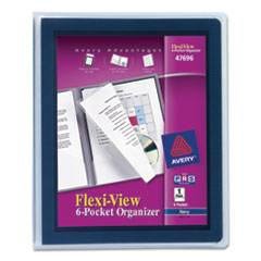 Avery® Flexi-View Six-Pocket Polypropylene Organizer, 150-Sheet Capacity, 11 x 8.5, Translucent/Navy