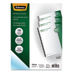 Fellowes® Crystals Transparent Presentation Covers for Binding Systems, Clear, with Square Corners, 11 x 8.5, Unpunched, 100/Pack