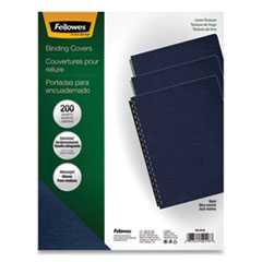 Fellowes® Expressions Linen Texture Presentation Covers for Binding Systems, Navy, 11.25 x 8.75, Unpunched, 200/Pack