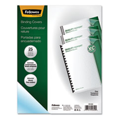 Fellowes® Crystals Transparent Presentation Covers for Binding Systems, Clear, with Round Corners, 11.25 x 8.75, Unpunched, 25/Pack