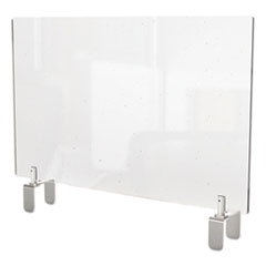 Ghent Clear Partition Extender with Attached Clamp, 42 x 3.88 x 18, Thermoplastic Sheeting
