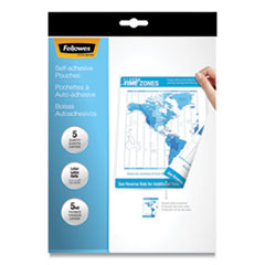 Fellowes® Self-Adhesive Laminating Pouches, 5 mil, 9" x 11.5", Gloss Clear, 5/Pack