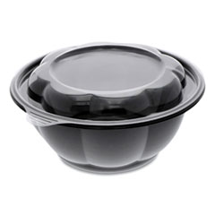 Pactiv Evergreen Roseware Bowl, 80 oz, 9.75" Diameter x 9h", Black Base/Clear Lid, Plastic, 252/Carton