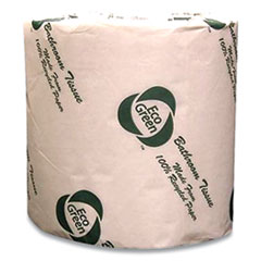 Eco Green® Recycled 2-Ply Standard Toilet Paper, Septic Safe, White, 550 Sheets/Roll, 80 Rolls/Carton