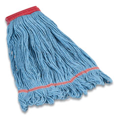 Coastwide Professional™ Looped-End Wet Mop Head, Cotton/Rayon/Polyester Blend, Large, 5" Headband, Blue