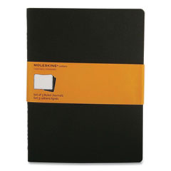 Moleskine® Cahier Journal, 1 Subject, Narrow Rule, Black Cover, 9.75 x 7.5, 120 Sheets, 3/Pack