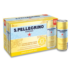 S. Pellegrino® Essenza Flavored Mineral Water, Lemon and Lemon Zest, 11.15 oz Can, 8/Pack