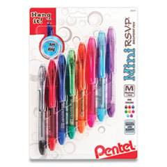 Pentel® Mini R.S.V.P. Ballpoint Pen, Stick, Medium 1 mm, Assorted Ink and Barrel Colors, 8/Pack