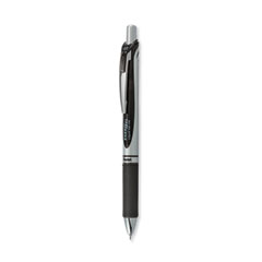 EnerGel RTX Gel Pen, Retractable, Extra-Fine 0.3 mm, Black Ink, Black/Silver Barrel, Dozen