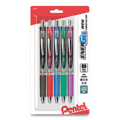 Pentel® EnerGel RTX Gel Pen, Retractable, Bold 1 mm, Assorted Ink and Barrel Colors, 5/Pack