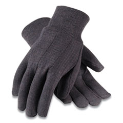 PIP Polyester/Cotton Jersey Gloves, Men's, Brown, 12 Pairs