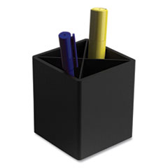 TRU RED™ Divided Plastic Pencil Cup, 3.31 x 3.31 x 3.87, Black