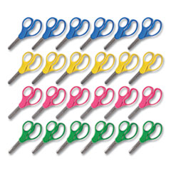 Kids' Blunt Tip Stainless Steel Safety Scissors, 5" Long, 2.05" Cut Length, Straight Assorted Color Handles, 24/Pack
