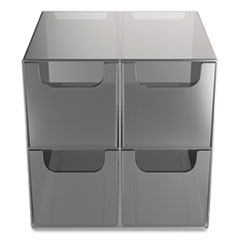 TRU RED™ Plastic Cube Desktop Organizer, 4 Compartments, 6 x 6 x 6, Smoke