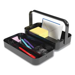 TRU RED™ Plastic Desktop Caddy, 5 Compartments, 4.33 x 11.5 x 8.07, Black