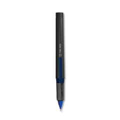 Roller Ball Pen, Stick, Fine 0.5 mm Needle Tip, Blue Ink, Black/Blue/Clear Barrel, Dozen