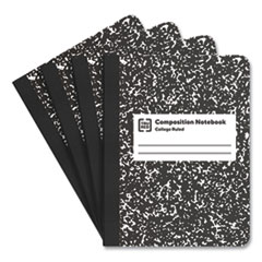 TRU RED™ Composition Notebook, Medium/College Rule, Black Marble Cover, 9.75 x 7.5, 100 Sheets, 4/Pack