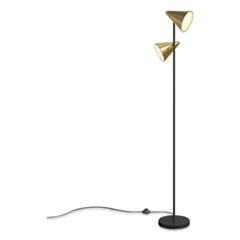 Union & Scale™ MidMod Metal Floor Lamp with Cone Shades, 60.6" h, Black/Gold Brass