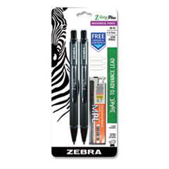 Zebra® Z-Grip Plus Mechanical Pencil, 0.7 mm, HB (#2), Black Lead, Smoke/Black Barrel, 2/Pack