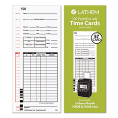 Lathem® Time Time Clock Cards for Lathem Time 7000E/7500E, Two Sides, 3.38 x 8.78, 100/Pack