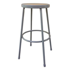 Alera® Industrial Metal Shop Stool, Backless, Supports Up to 300 lb, 30" Seat Height, Brown Seat, Gray Base