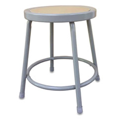 Alera® Industrial Metal Shop Stool, Backless, Supports Up to 300 lb, 18" Seat Height, Brown Seat, Gray Base